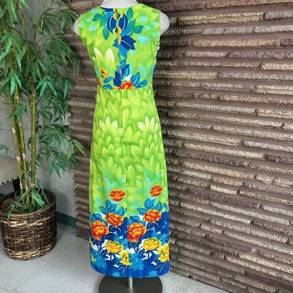 Malihini Hawaiian Dress Vintage 70s Maxi Sleeveless Floral Size 14 - Picture 6 of 10